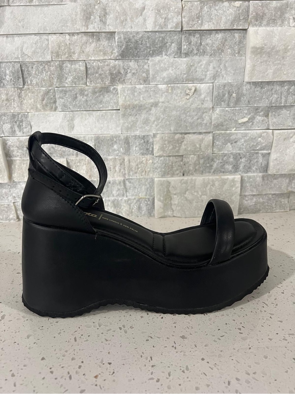 Classic Black Platform Sandals with Ankle Strap